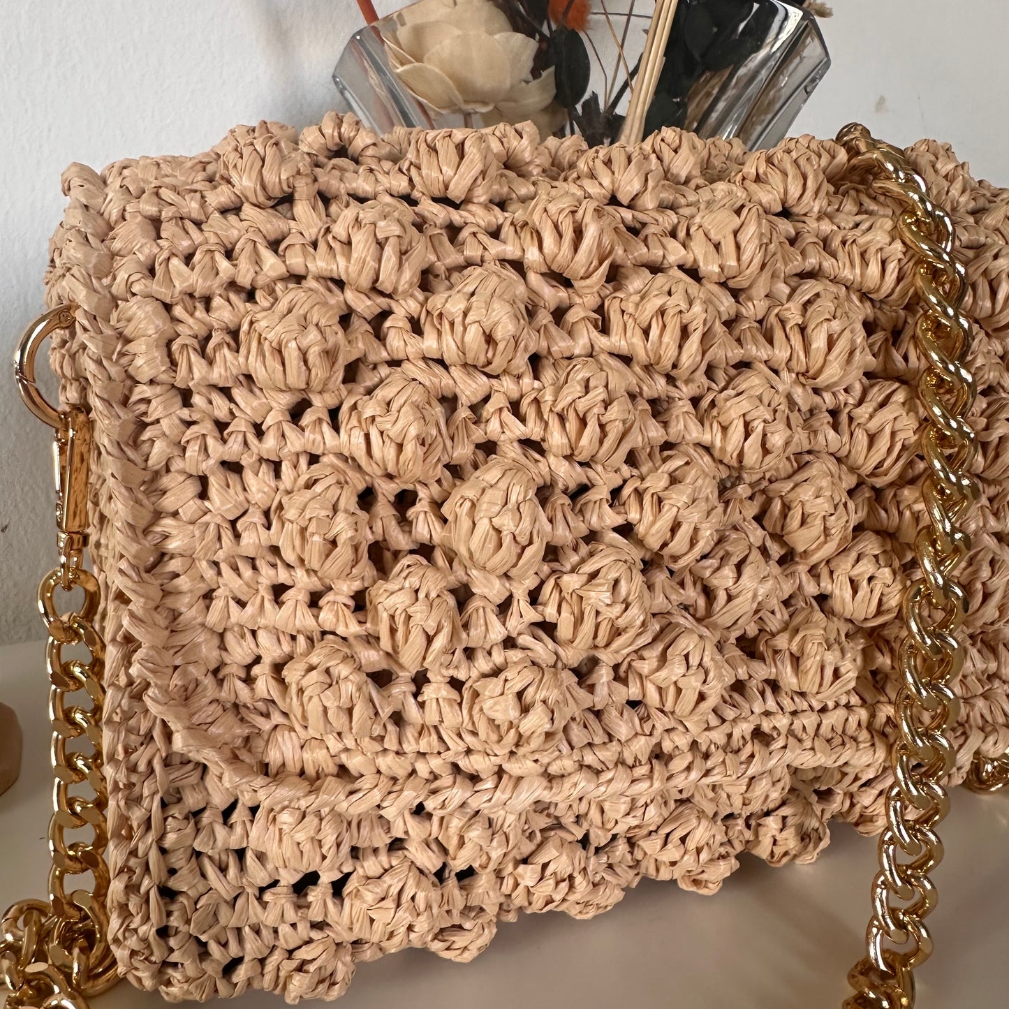 Bubble bag mini in rafia